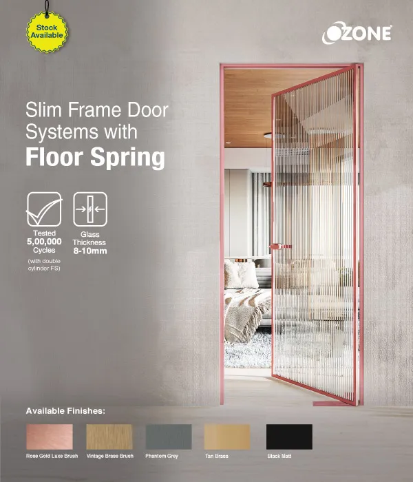 Slim Frame Door System With Floor Spring & Door Handle With Lock