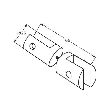 Two Glass Connector with Vertical Glass , SSS , NA | Ozone