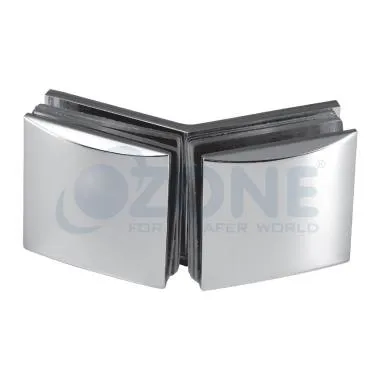 Glass to Glass Connector 135° , Satin Stainless Steel | Ozone