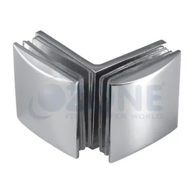 Glass to Glass Connector 90° , Polish Stainless Steel | Ozone