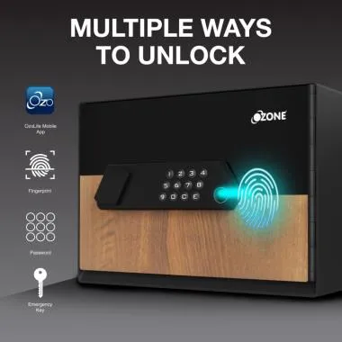 16 Litres Wi-Fi Safe Locker for Home & Office – Fingerprint Lock, 3-in-1 Unlocking | Ozone