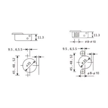 Auto Soft-Close Concealed Hinge with 4 holes mounting plate