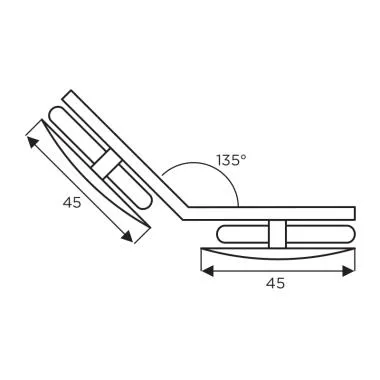 Glass to Glass Connector 135° , Satin Stainless Steel | Ozone