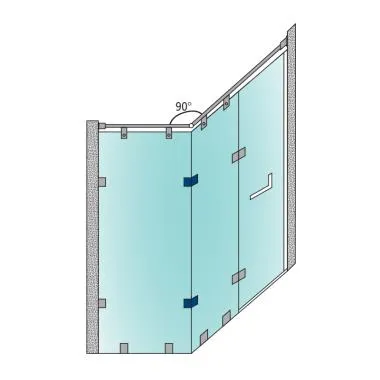 Glass to Glass Connector 90° , Polish Stainless Steel | Ozone